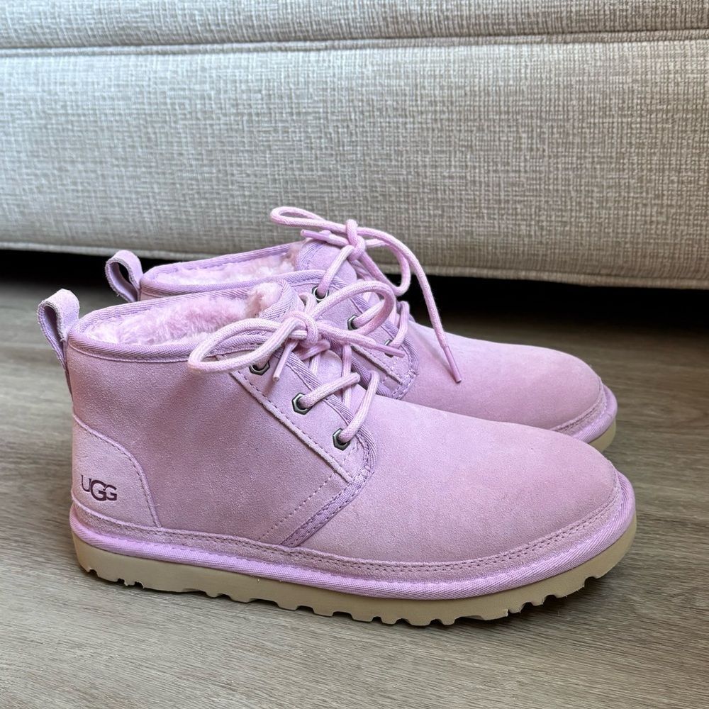 UGG Neumel boots in a primrose pink suede